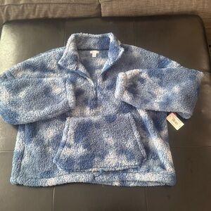 Mixed Blue Sherpa pullover 3/4 zip Size Large